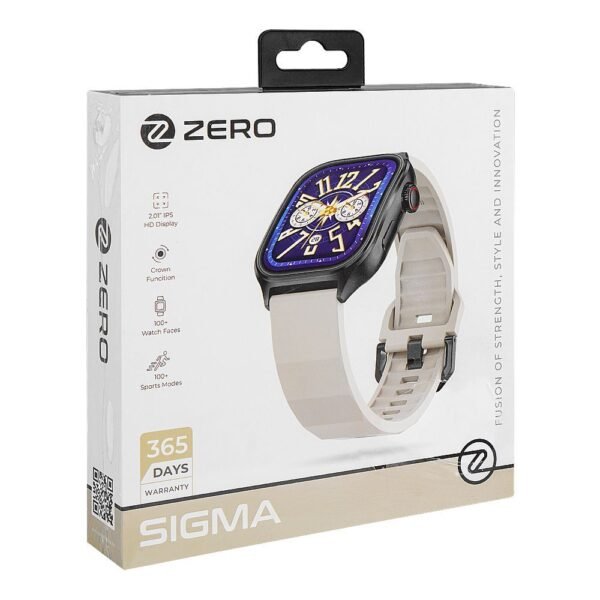 Zero 2.01" HD Display Sigma Smart Watch, IP67 Water Resistant, Starlight Black